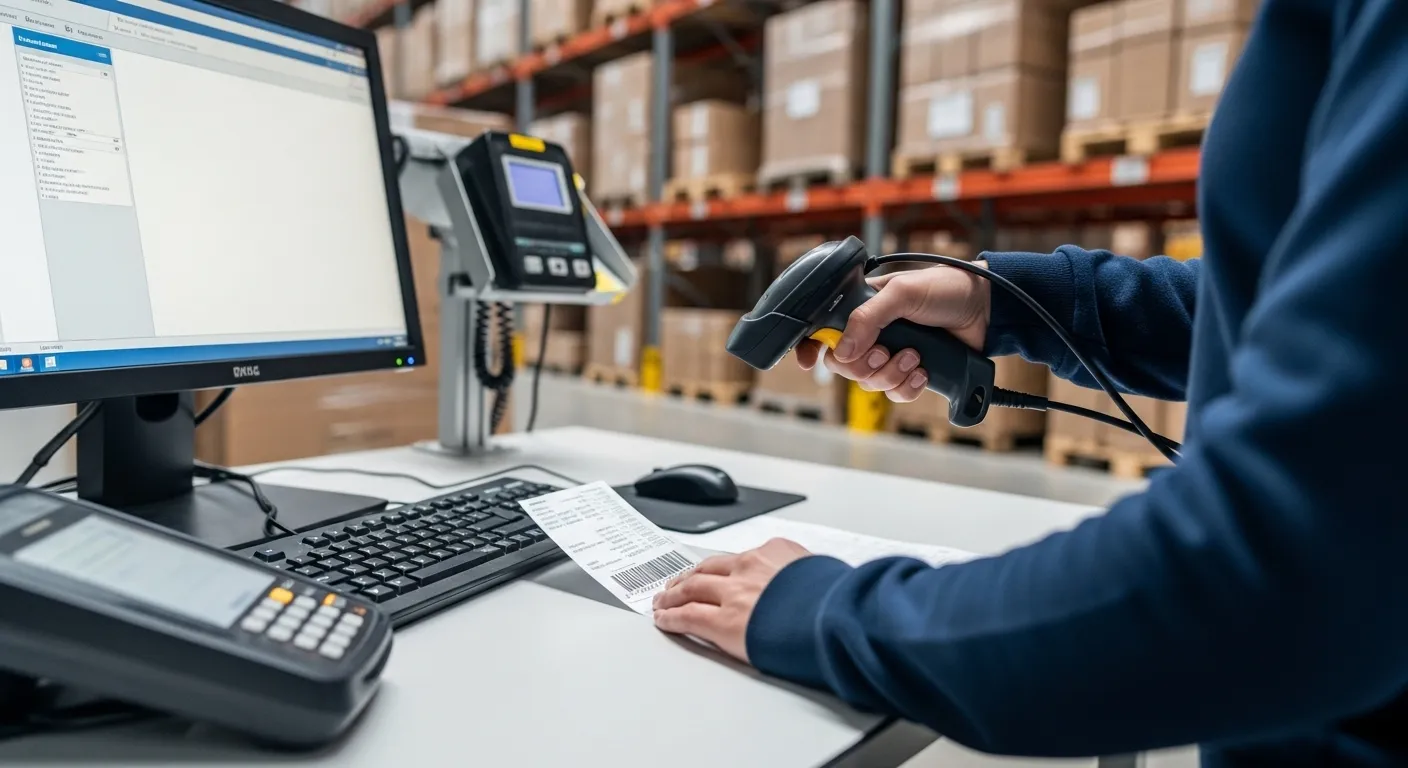 Robuster Barcode-Scanner beim Kommissionieren im Lager