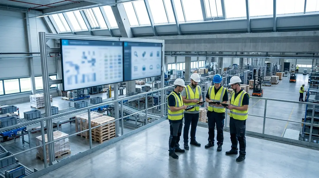 Leitstand in einem Logistikzentrum mit Digital Signage
