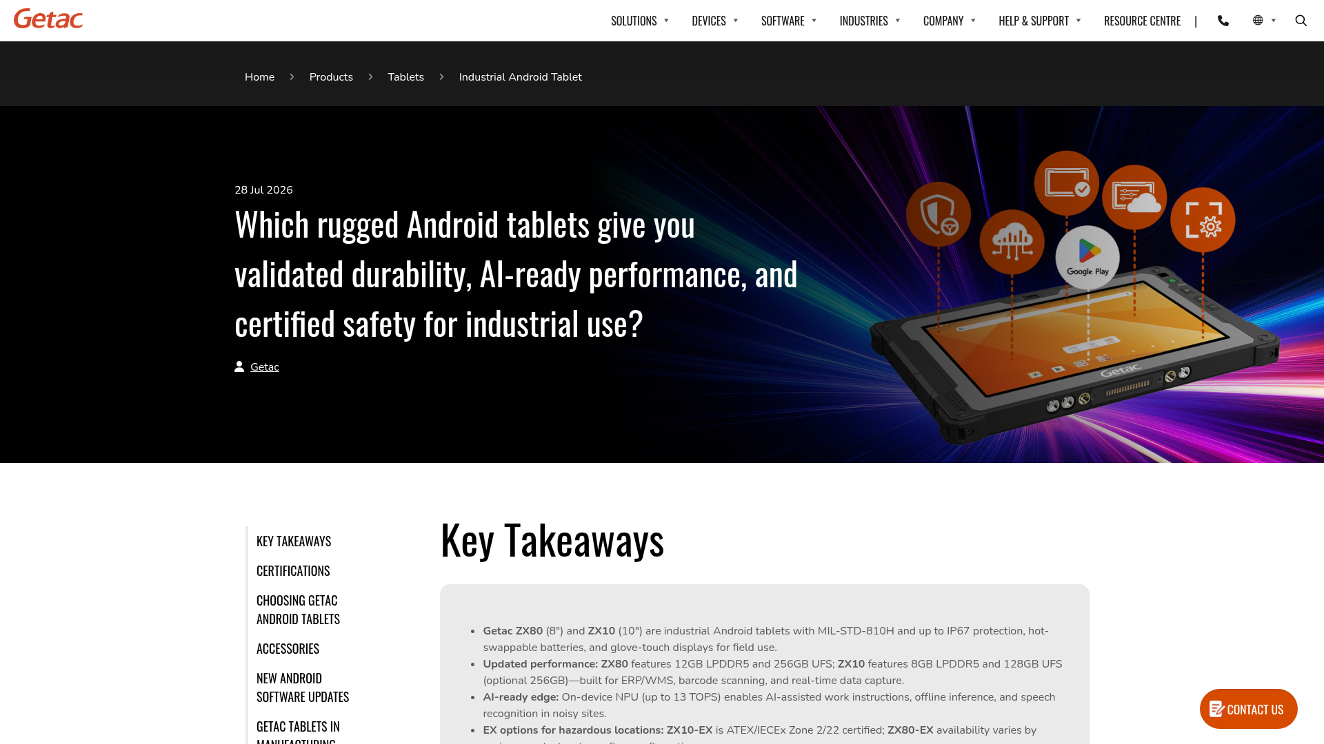 1. Getac ZX10 Homepage
